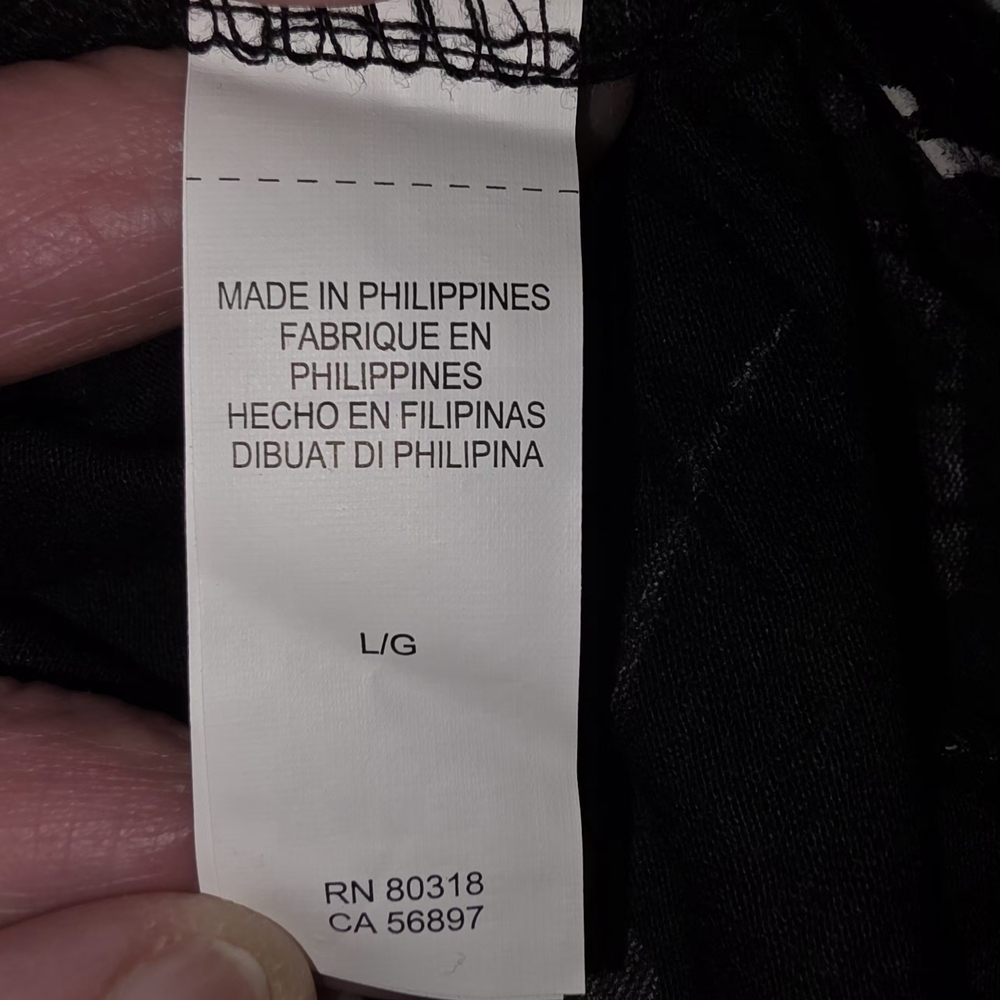 Lucky Brand Black White Floral Blouse Large #BL22 - Picture 9 of 10